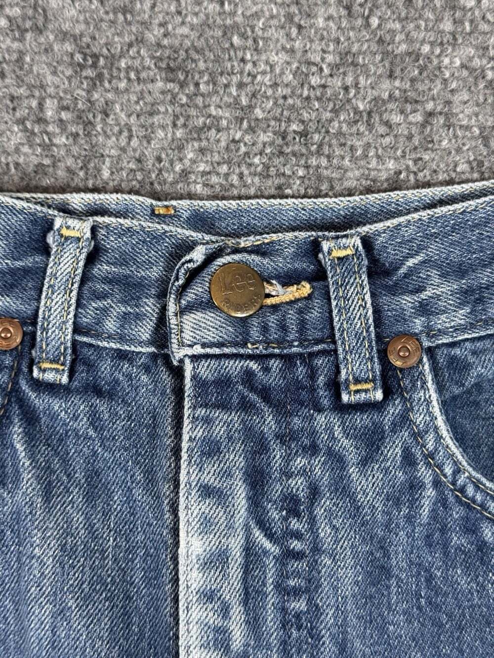 Vintage 80s Lee Talon Zipper Denim Straight Jeans Regular Fit Distressed Size 24 - Picture 10 of 10